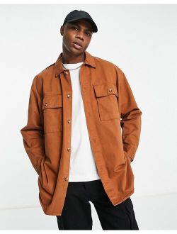 oversized overshirt in brown and black