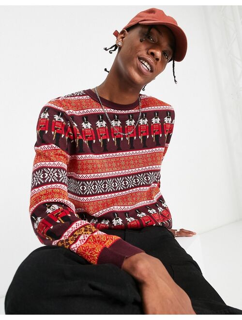 ASOS DESIGN knit Christmas sweater with Fairilse & nutcracker design