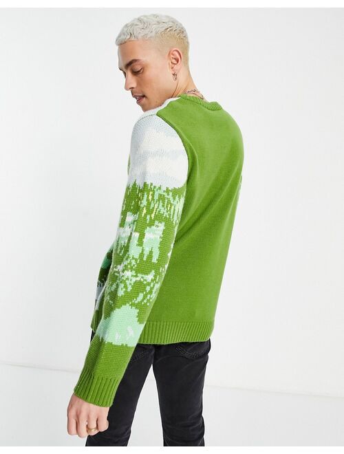 Reclaimed Vintage inspired knitted sweater with golf print