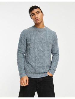 lambswool crew neck sweater in blue