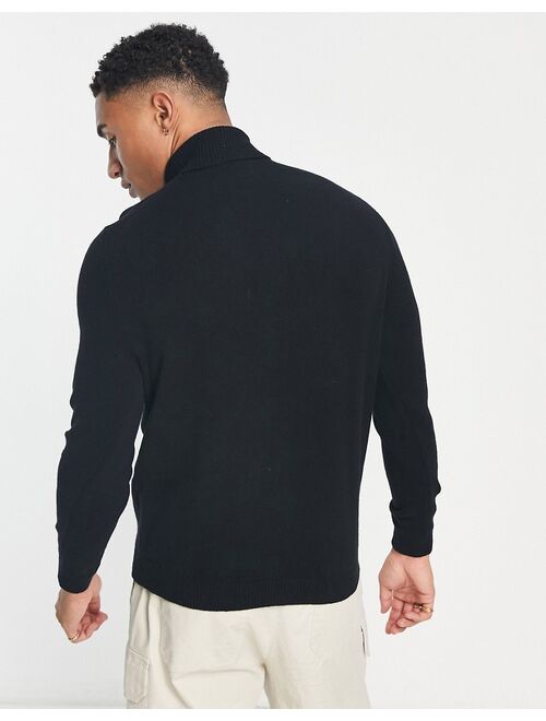 ASOS DESIGN lambswool turtle neck sweater in black