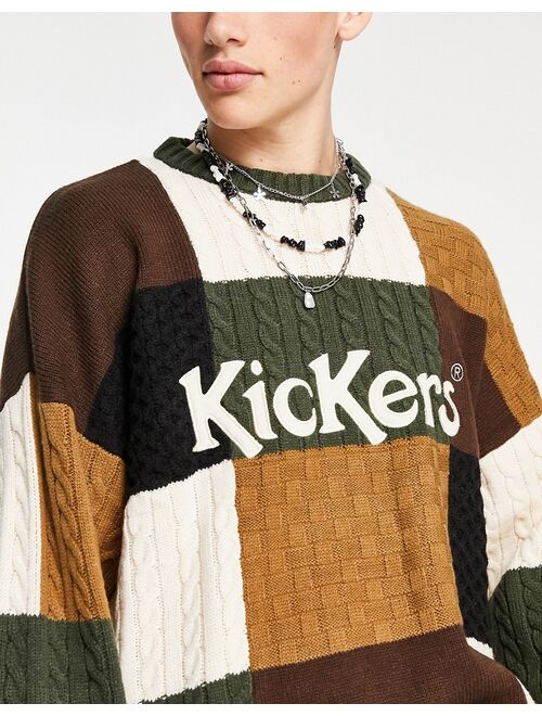 Kickers panel logo knit sweater in multi