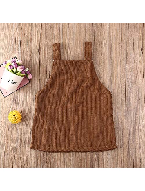 Mubineo Toddler Baby Girl Corduroy Pocket Overall Dress Kids Casual Bib Dresses