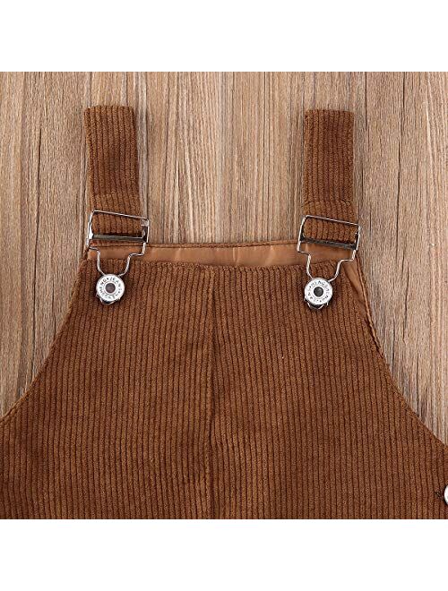 Mubineo Toddler Baby Girl Corduroy Pocket Overall Dress Kids Casual Bib Dresses