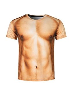 Goodstoworld 3D Novelty Fake Abs Graphic Ugly Tee Shirts for Women and Men