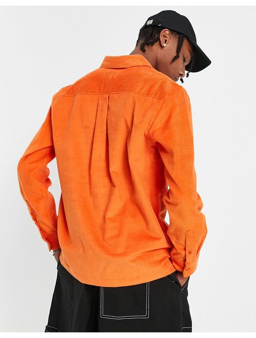Topman cord shirt in orange