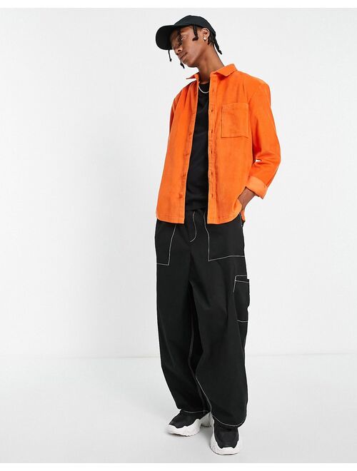 Topman cord shirt in orange