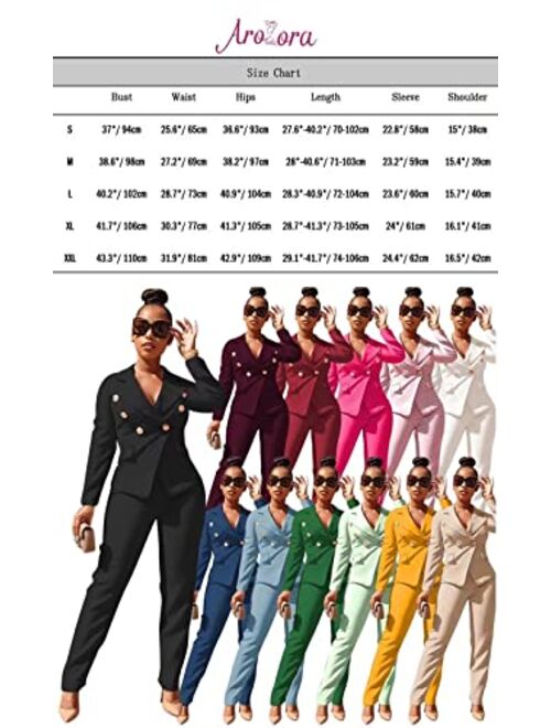 Aro Lora Womens Casual 2 Piece Outfits Business Office Button Down Blazer and Pant Suits Set