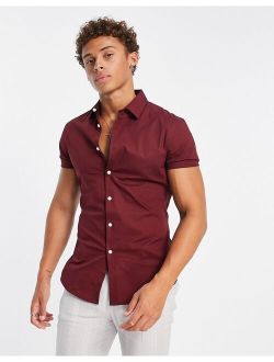 skinny fit shirt in burgundy