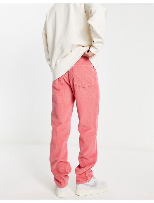 ASOS DESIGN dad jeans in pink corduroy