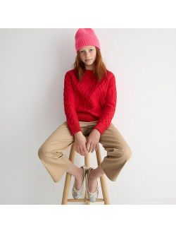 Girls' heart cable-knit sweater