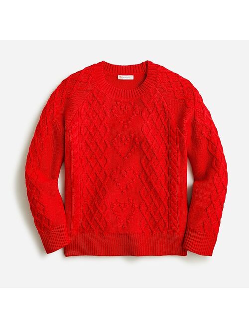 J.Crew Girls' heart cable-knit sweater