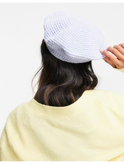 ASOS DESIGN crochet beret in blue