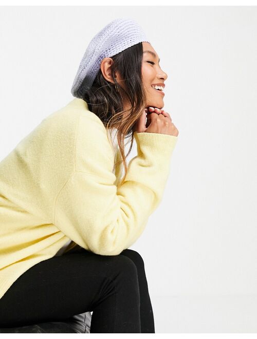 ASOS DESIGN crochet beret in blue