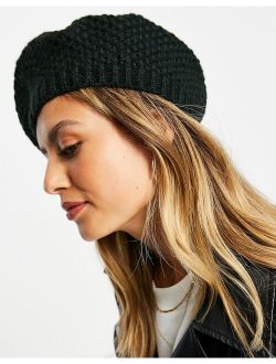 crochet knit beret in black