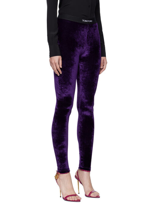 TOM FORD Purple Embroidered Leggings