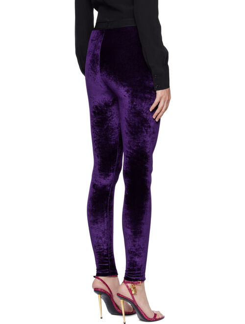 TOM FORD Purple Embroidered Leggings