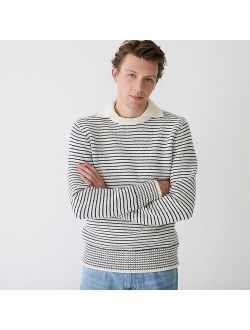 Rugged merino wool collared sweater in stripe