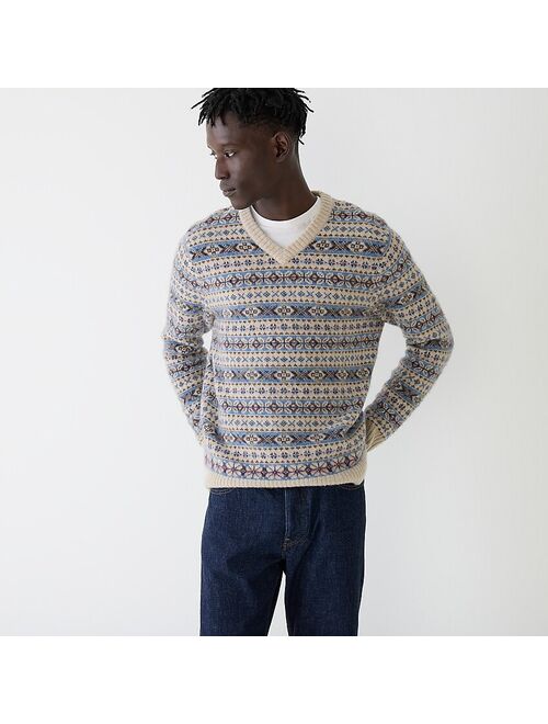 J.Crew Brushed wool Fair Isle V-neck sweater