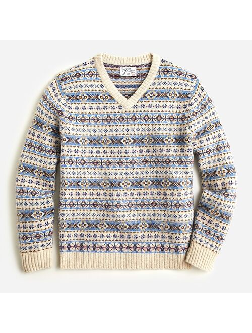 J.Crew Brushed wool Fair Isle V-neck sweater