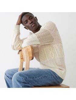 Patchwork cable-knit sweater in wool-cashmere-lambswool