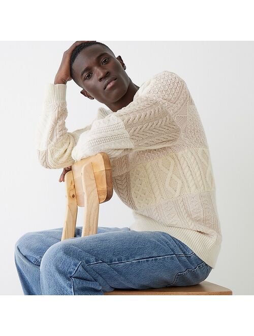 J.Crew Patchwork cable-knit sweater in wool-cashmere-lambswool