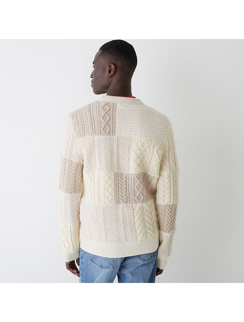 J.Crew Patchwork cable-knit sweater in wool-cashmere-lambswool