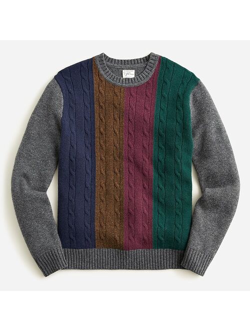 J.Crew Wool-blend cable-knit sweater in mixed stripe