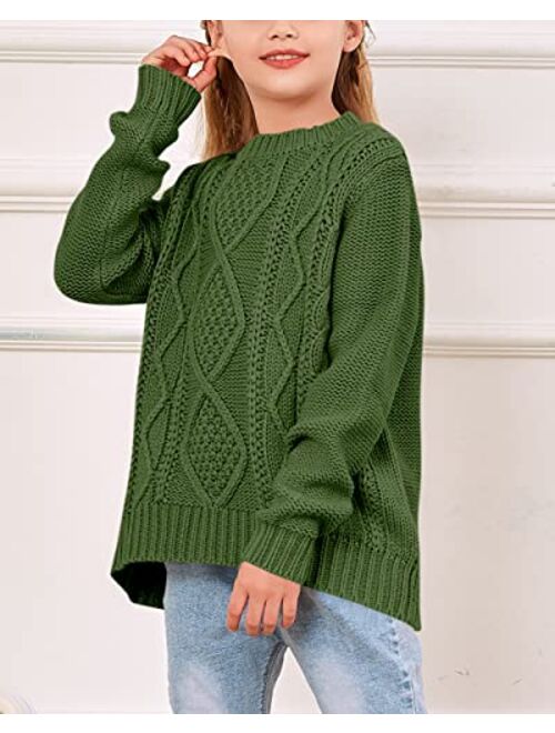 Apbondy Girls Crewneck Sweaters Long Sleeve Cable Knit Chunky Winter Pullover Sweaters Tops