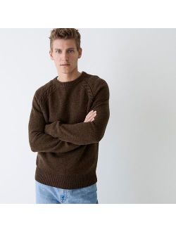 Merino wool-nylon cable-knit crewneck sweater