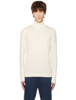 BOSS Off-White Rolled Neck Turtleneck