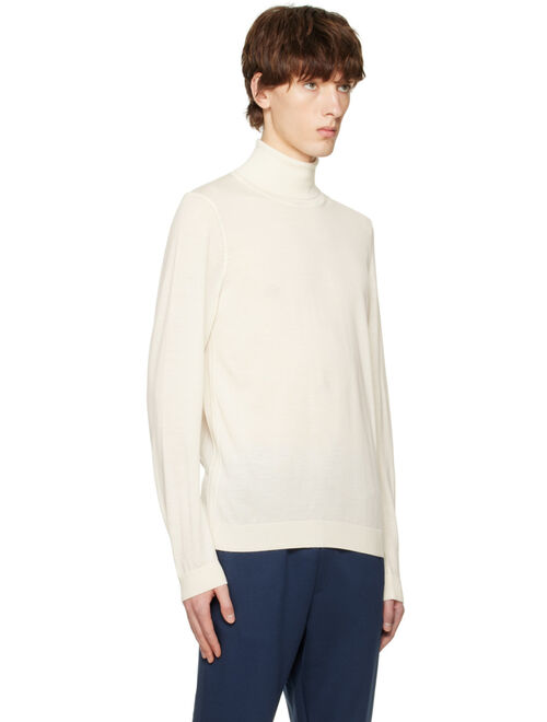 BOSS Off-White Rolled Neck Turtleneck