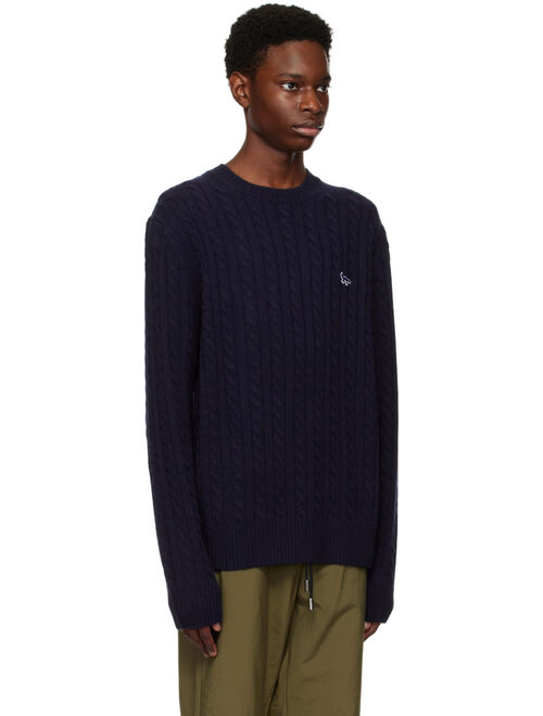 MAISON KITSUNE Navy Fox Patch Sweater