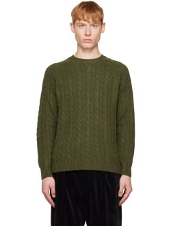 BEAMS PLUS Wool Long Sleeve Green 5G Pullover Sweater