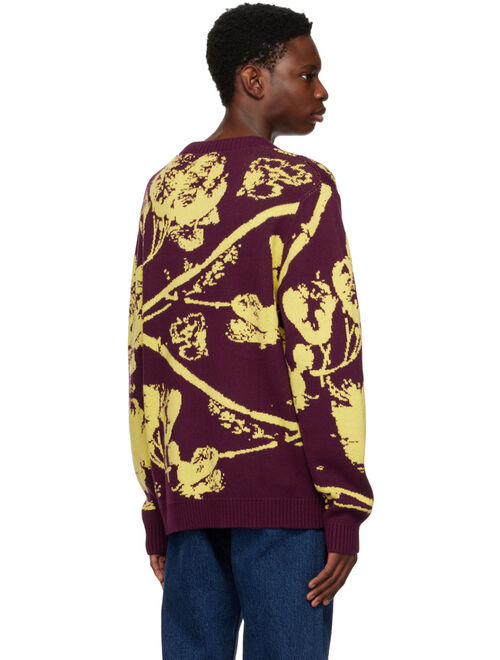 SATURDAYS NYC Burgundy & Yellow Greg Solar Sweater