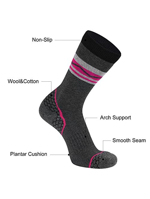 CS CELERSPORT 4 Pack Women's Merino Wool Hiking Socks Cushioned Warm Thermal Winter Boot Socks