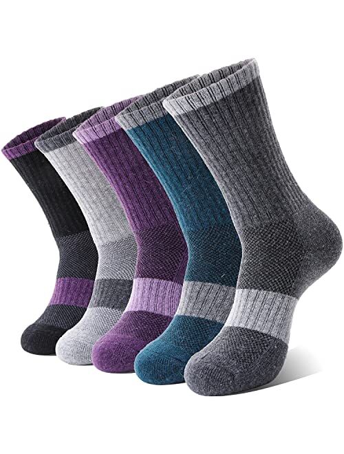 Anlisim Merino Wool Hiking Socks for Women Thermal Winter Warm Boot Work Cushion Gift Socks 5 Pairs