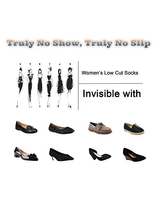 Foot Amazing Women's No Show Liner Socks, 8 Pack Low Cut Non Slip Ankle Socks,Invisible Socks for Flat Boat