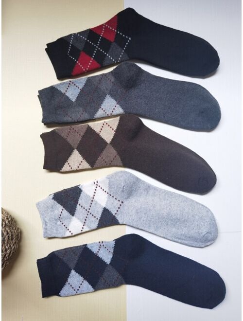 Shein 5pairs Men Geometric Pattern Socks