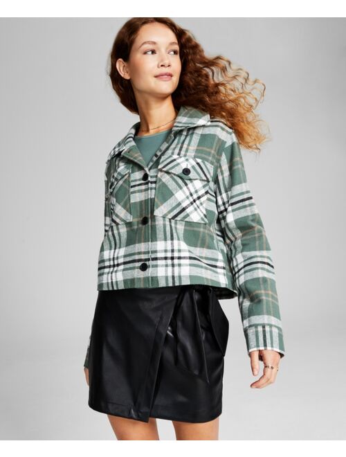 AND NOW THIS Women's Cropped Plaid Shacket