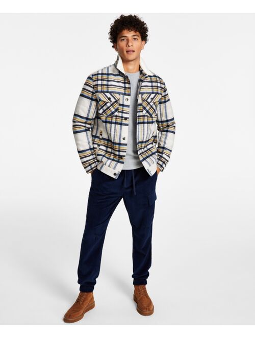 SUN + STONE Men's Darrel Plaid Fleece Collar Trucker Jacket, Created for Macy's