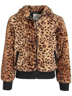 Urban Republic Girls' Coat - Faux Fur Plush Teddy Bomber Jacket
