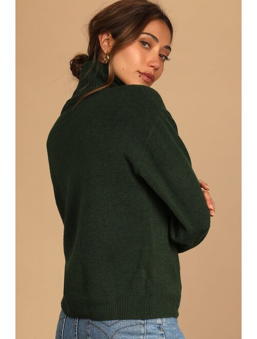 Lulus Amazing Memories Emerald Green Cowl Neck Sweater