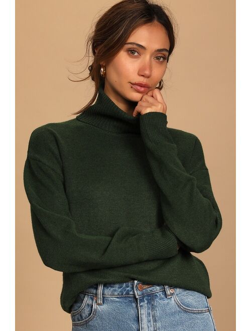 Lulus Amazing Memories Emerald Green Cowl Neck Sweater