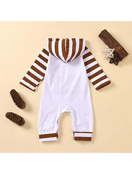 Litpiwo My First Thanksgiving Baby Girl Boy Newborn Embroidery Clothes Set Long Sleeve Baby Outfits Set Hooded Romper Jumpsuit