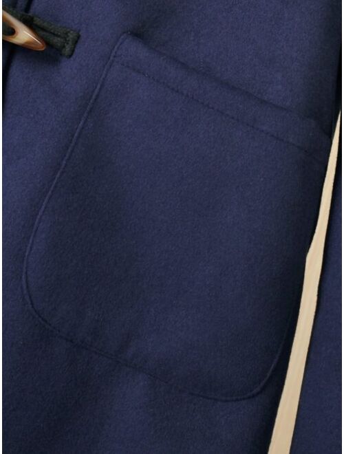 Shein Boys 1pc Dual Pocket Duffle Overcoat