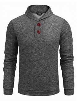 Men's Fashion Shawl Collar Pullover Casual Long Sleeve Knitted Sweater