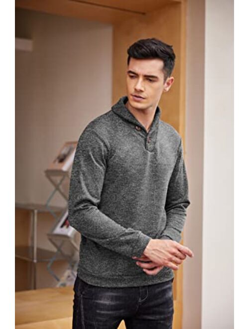 COOFANDY Men's Fashion Shawl Collar Pullover Casual Long Sleeve Knitted Sweater