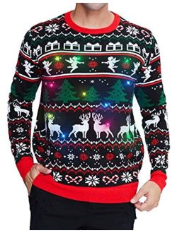 RAISEVERN Ugly Christmas Sweater Men Xmas Holiday Party Women Knitted Pullover Top