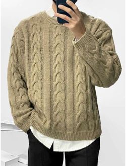 Men Cable Knit Sweater Without Shirt